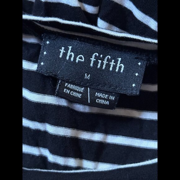 The Fifth Dress Medium Women Black White Asymmetrical Hem Fabric Stretch Bodycon - Picture 6 of 7